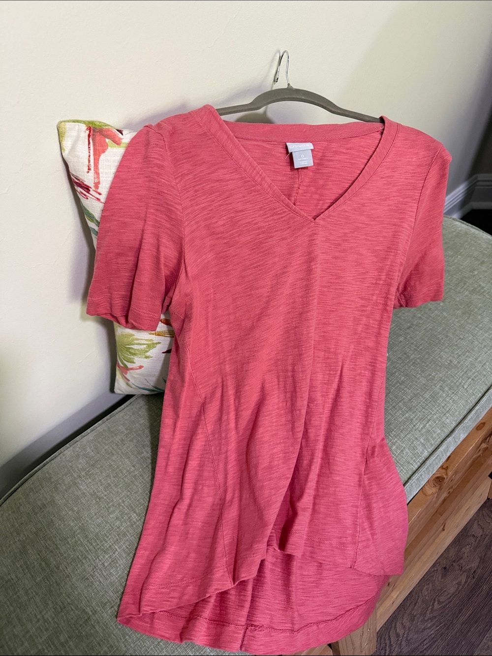 Chico's Coral Pink V-Neck Short Sleeve Tunic